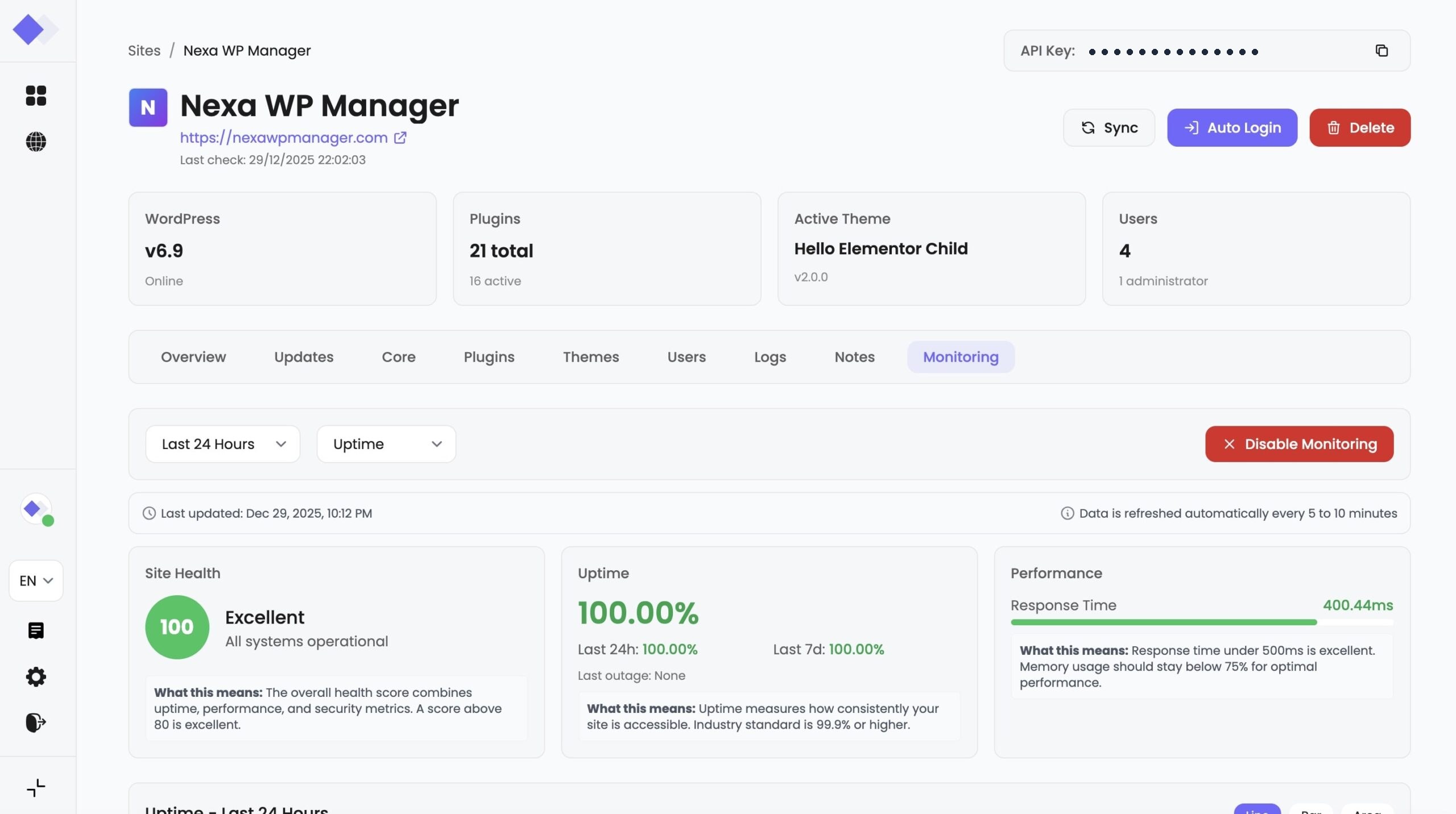 Capture d'écran - Configuration du monitoring